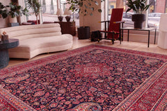 handmade Traditional Tabriz Blue Red Hand Knotted RECTANGLE 100% WOOL area rug 10 x 13