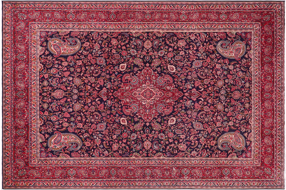 handmade Traditional Tabriz Blue Red Hand Knotted RECTANGLE 100% WOOL area rug 10 x 13