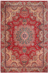 Traditional handmade Persian vintage distressed Red Green Hand Knotted RECTANGLE 100% WOOL area rug 10 x 13