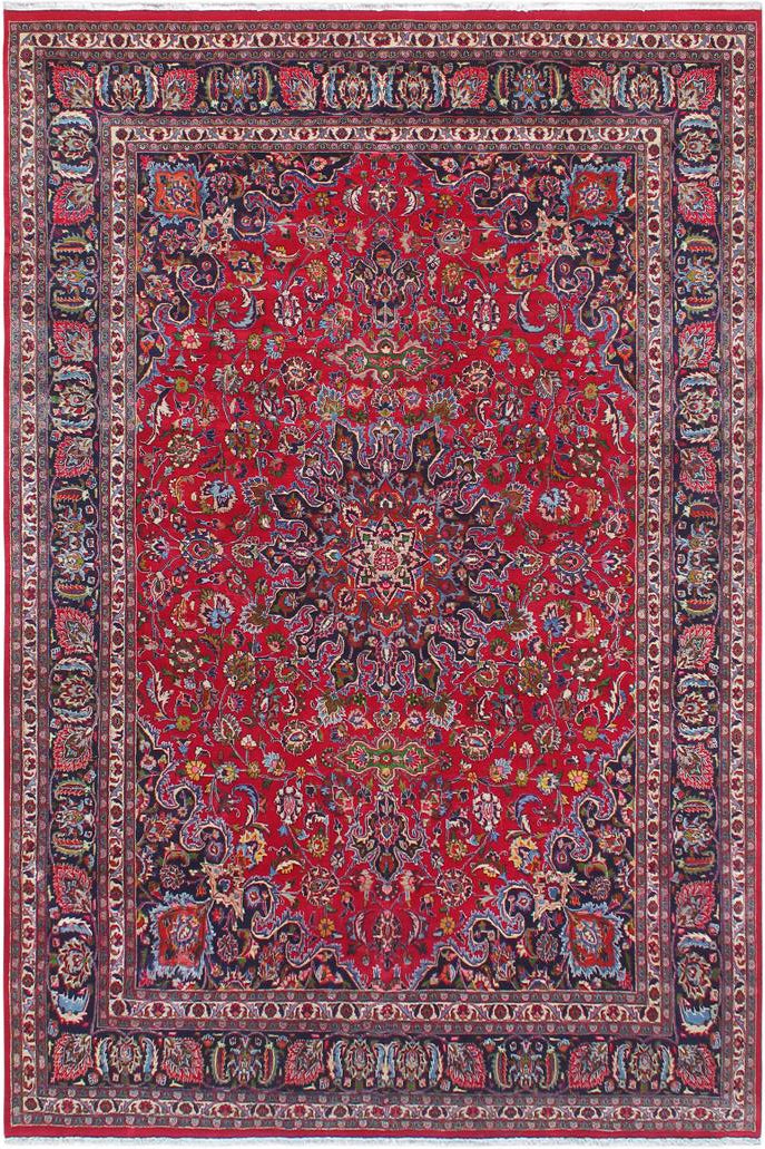 handmade Traditional Kashan Red Blue Hand Knotted RECTANGLE 100% Wool Pile area rug 10x13