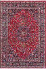 handmade Traditional Kashan Red Blue Hand Knotted RECTANGLE 100% Wool Pile area rug 10x13