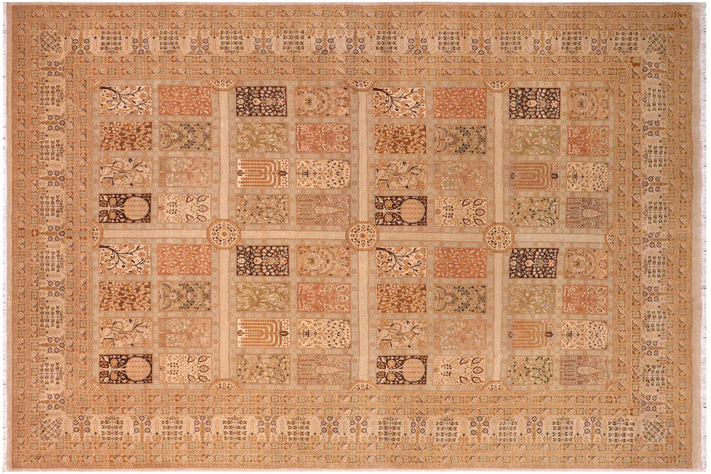 handmade Transitional Design Multi Lt. Gray Hand Knotted RECTANGLE 100% WOOL area rug 10' x 14'