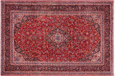 handmade Traditional Kashan Red Blue Hand Knotted RECTANGLE 100% WOOL area rug 8 x 12