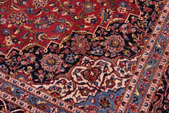 handmade Traditional Kashan Red Blue Hand Knotted RECTANGLE 100% Wool Pile area rug 8x12