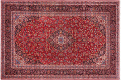 handmade Traditional Kashan Red Blue Hand Knotted RECTANGLE 100% WOOL area rug 8 x 12