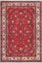 Traditional handmade Persian vintage distressed Red Beige Hand Knotted RECTANGLE 100% WOOL area rug 9 x 12