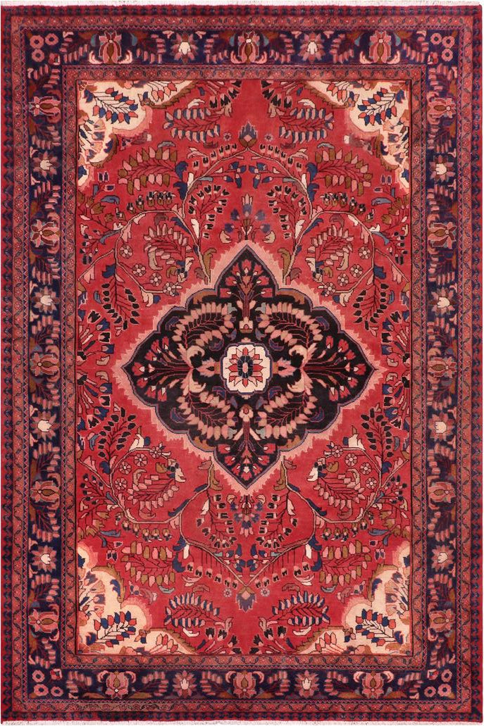 handmade Traditional Tabriz Red Blue Hand Knotted RECTANGLE 100% Wool Pile area rug 7x10