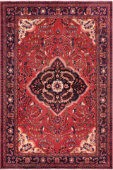 handmade Traditional Tabriz Red Blue Hand Knotted RECTANGLE 100% Wool Pile area rug 7x10