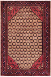 handmade Traditional Tabriz Mahi Brown Blue Hand Knotted RECTANGLE 100% Wool Pile area rug 6x10