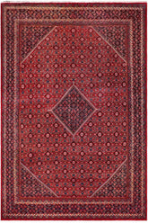 Traditional handmade Persian vintage distressed Mahi Red Purple Hand Knotted RECTANGLE 100% WOOL area rug 10 x 13