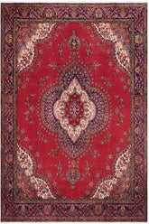 Traditional handmade Persian vintage distressed Red Purple Hand Knotted RECTANGLE 100% WOOL area rug 9 x 13