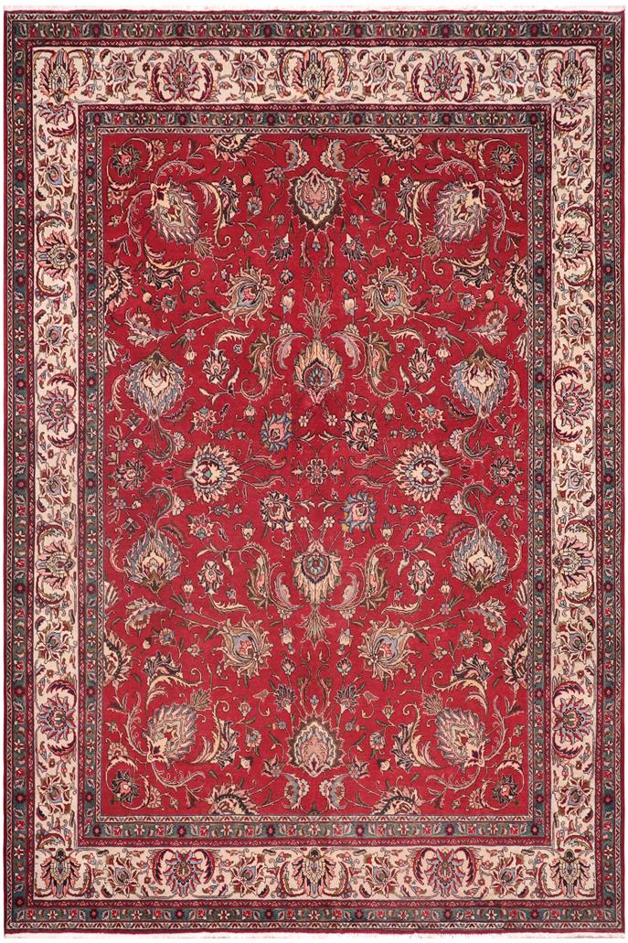 Traditional handmade Persian vintage distressed Red Beige Hand Knotted RECTANGLE 100% WOOL area rug 10 x 13