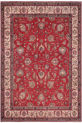 Traditional handmade Persian vintage distressed Red Beige Hand Knotted RECTANGLE 100% WOOL area rug 10 x 13