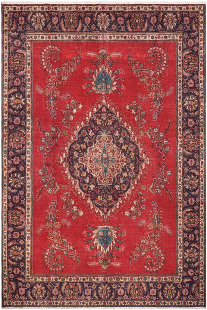 Traditional handmade Persian vintage distressed Red Purple Hand Knotted RECTANGLE 100% WOOL area rug 10 x 13