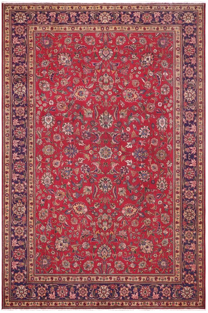 Traditional handmade Persian vintage distressed Red Blue Hand Knotted RECTANGLE 100% WOOL area rug 9 x 13