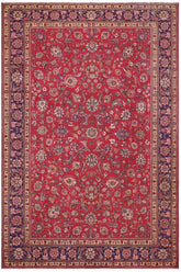 Traditional handmade Persian vintage distressed Red Blue Hand Knotted RECTANGLE 100% WOOL area rug 9 x 13