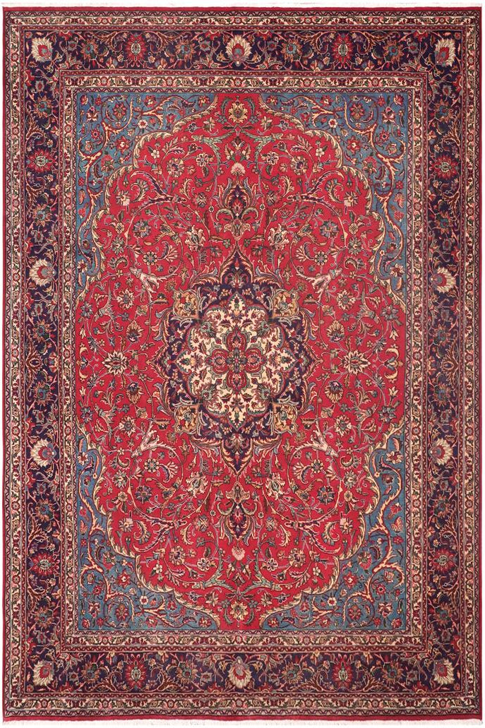 handmade Traditional Kashan Red Purple Hand Knotted RECTANGLE 100% Wool Pile area rug 10x13