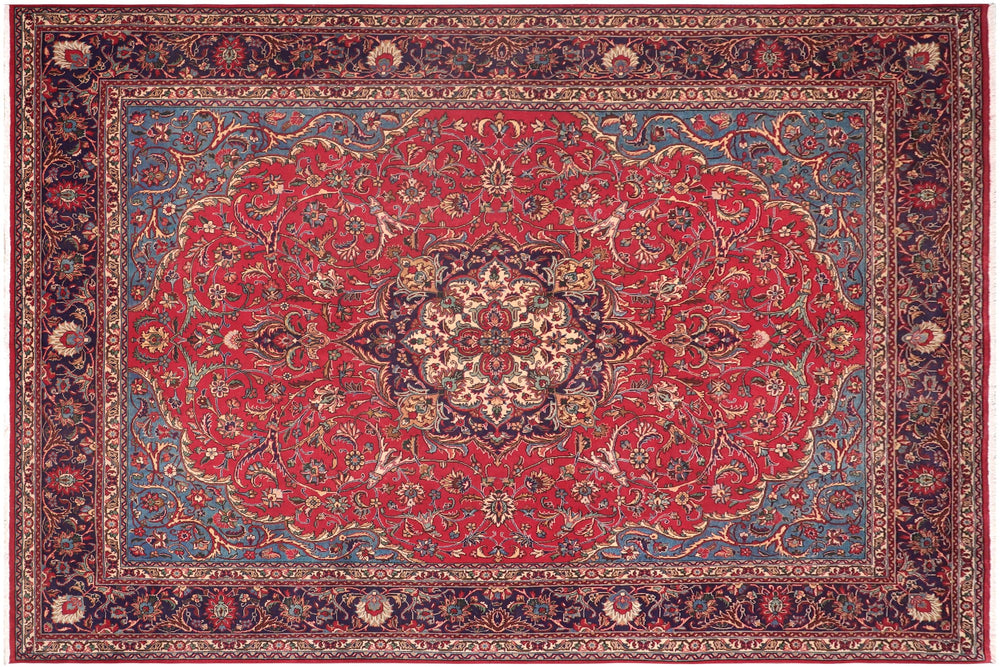 handmade Traditional Kashan Red Purple Hand Knotted RECTANGLE 100% WOOL area rug 10 x 13