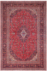 Traditional handmade Persian vintage distressed Red Blue Hand Knotted RECTANGLE 100% WOOL area rug 9 x 13