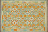 handmade Geometric Kilim Blue Rust Hand-Woven RECTANGLE 100% WOOL area rug 9 x 12