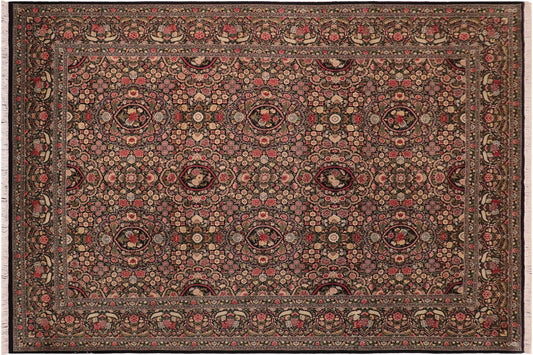 handmade Traditional Regular Black Green Hand Knotted RECTANGLE 100% WOOL area rug 10x14