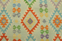 Flat Weave Kilim Antique Navaho Vintage handmade Geometric Kilim Blue Rust Hand-Woven Rectangle 100% Wool Area Rug 5x6