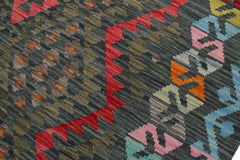handmade Geometric Kilim Charcoal Red Hand-Woven RECTANGLE 100% WOOL area rug 6 x 8