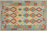 handmade Geometric Kilim Beige Gray Hand-Woven RECTANGLE 100% WOOL area rug 5 x 7