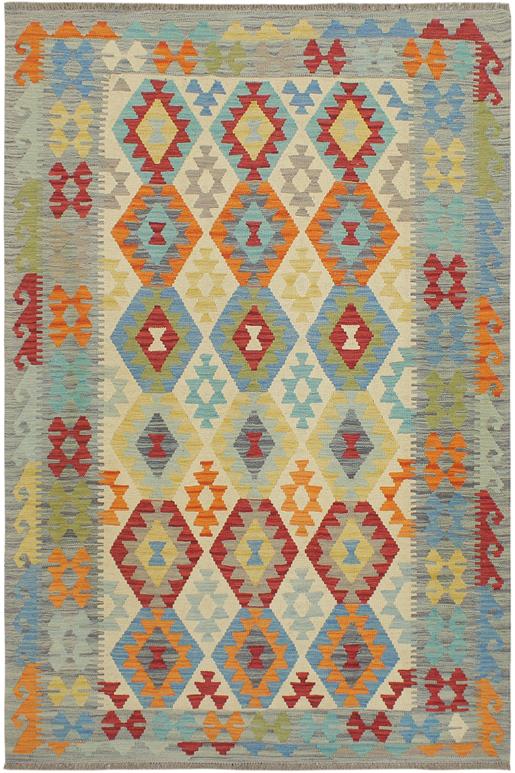 Flat Weave Kilim Antique Navaho Vintage handmade Geometric Kilim Beige Gray Hand-Woven Rectangle 100% Wool Area Rug 5x7