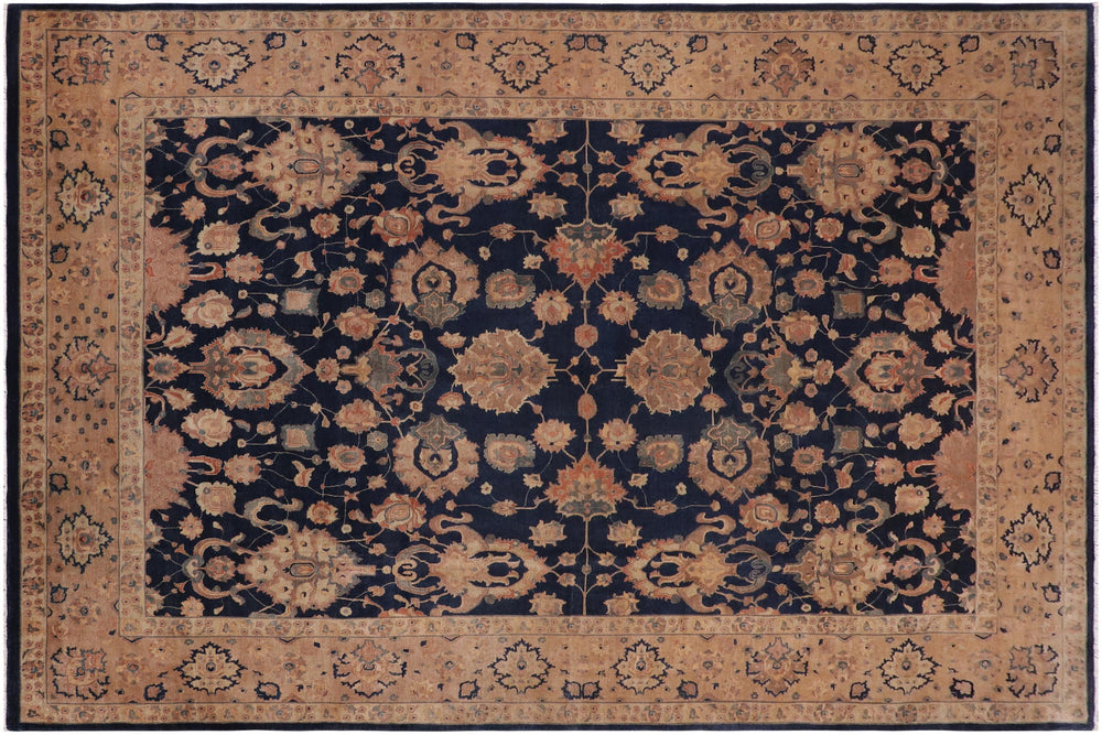 handmade Traditional Agra Drk.green Dark Gold Hand Knotted RECTANGLE 100% WOOL area rug 10' x 14'