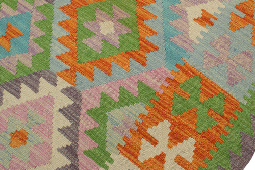 handmade Geometric Kilim Purple Blue Hand-Woven RECTANGLE 100% WOOL area rug 4 x 6