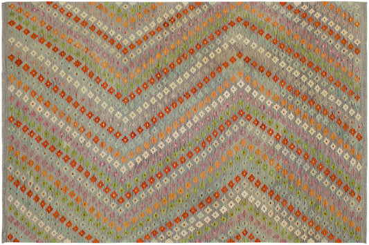 handmade Modern Kilim Purple Rust Hand-Woven RECTANGLE 100% WOOL area rug 7x10