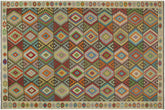 handmade Geometric Kilim Brown Beige Hand-Woven RECTANGLE 100% WOOL area rug 9 x 12