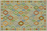 handmade Geometric Kilim Blue Rust Hand-Woven RECTANGLE 100% WOOL area rug 6 x 8