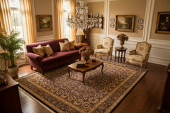 handmade Traditional Lahore Blue Beige Hand Knotted RECTANGLE 100% WOOL area rug 10x14