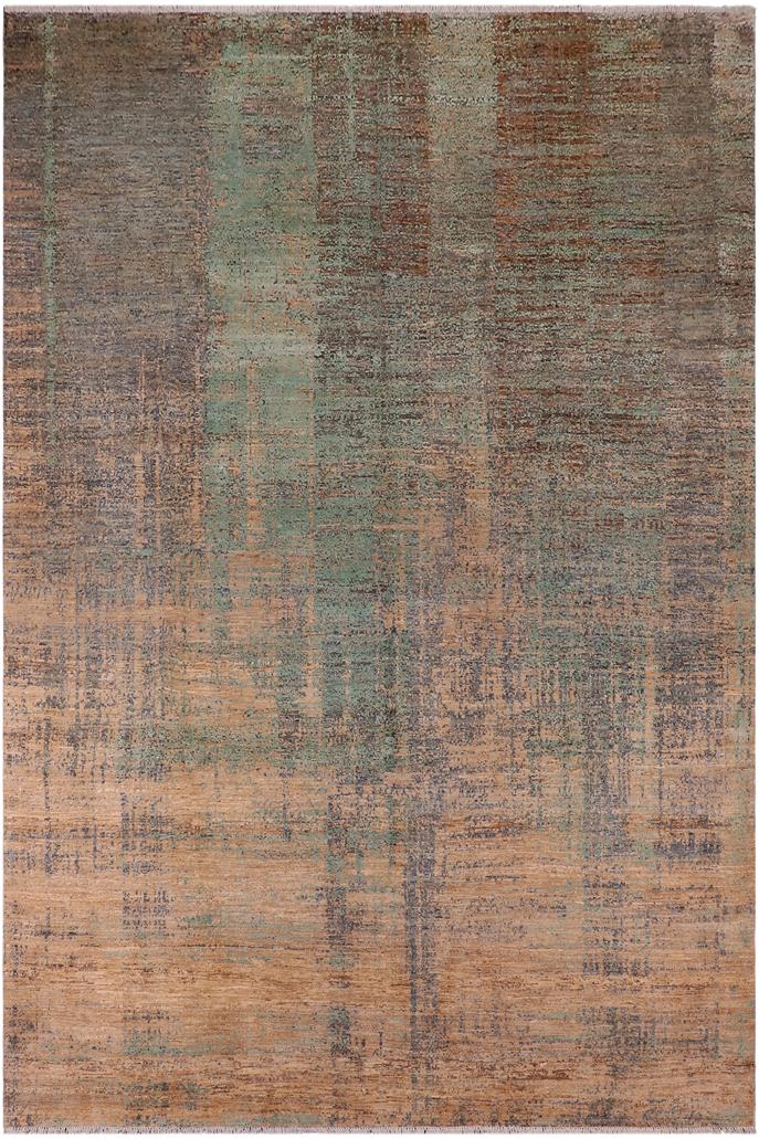 handmade Modern Modern Blue Beige Hand Knotted RECTANGLE WOOL&SILK area rug 9 x 12