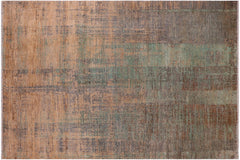 handmade Modern Modern Blue Beige Hand Knotted RECTANGLE WOOL&SILK area rug 9' x 12'