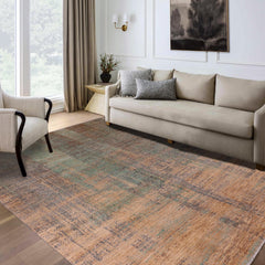 handmade Modern Modern Blue Beige Hand Knotted RECTANGLE WOOL&SILK area rug 9' x 12'