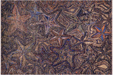 handmade Modern Modern Blue Orange Hand Knotted RECTANGLE WOOL&SILK area rug 9' x 12'