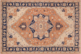 handmade Traditional Kafkaz Orange Blue Hand Knotted RECTANGLE 100% WOOL area rug 10' x 14'
