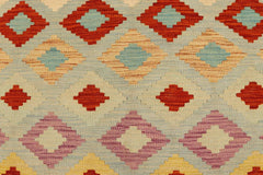 Flat Weave Kilim Antique Navaho Vintage handmade Modern Kilim Blue Rust Hand-Woven Rectangle 100% Wool Area Rug 8x11