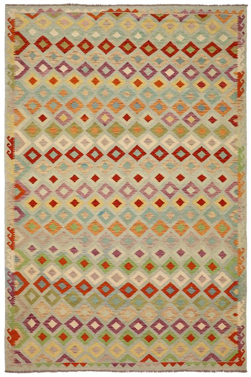 Flat Weave Kilim Antique Navaho Vintage handmade Modern Kilim Blue Rust Hand-Woven Rectangle 100% Wool Area Rug 8x11