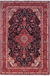 handmade Traditional Kashan Blue Red Hand Knotted RECTANGLE 100% Wool Pile area rug 4x6