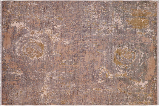 handmade Modern Modern Gray Brown Hand Knotted RECTANGLE WOOL&SILK area rug 8' x 10'