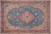 handmade Vintage Tabriz Blue Purple Hand Knotted RECTANGLE 100% WOOL area rug 8' x 11'