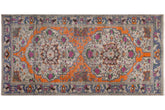 handmade Vintage Tabriz Orange Blue Hand Knotted RUNNER 100% WOOL area rug 5' x 10'
