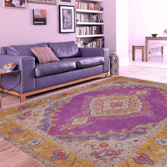 handmade Vintage Tabriz Light Purpl Yellow Hand Knotted RECTANGLE 100% WOOL area rug 9' x 12'