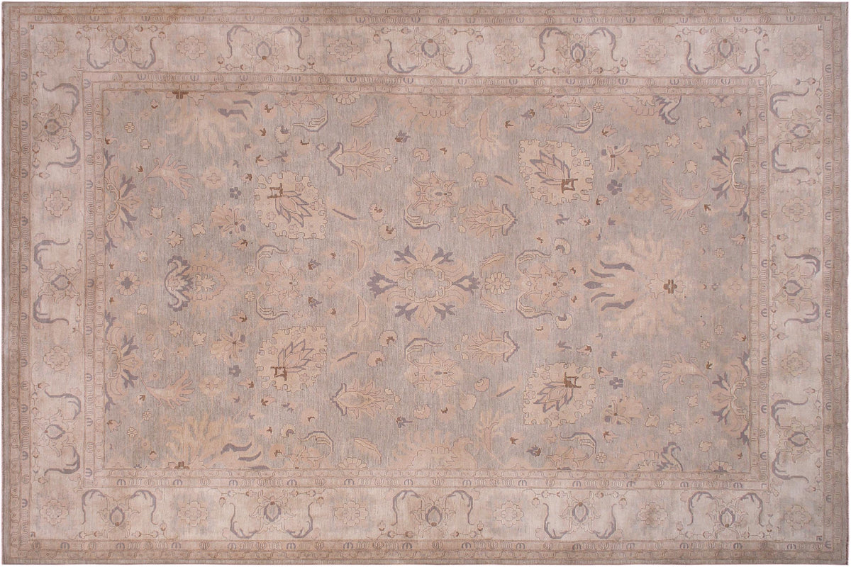 12x18 hand knotted transitional wool rug in gray and tan - Boho Chic Munro