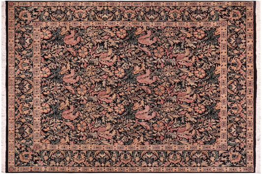 handmade Transitional Gulshanayub Black Beige Hand Knotted RECTANGLE 100% WOOL area rug 8x10