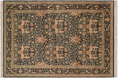 handmade Transitional Snakehead Black Green Hand Knotted RECTANGLE 100% WOOL area rug 4x6
